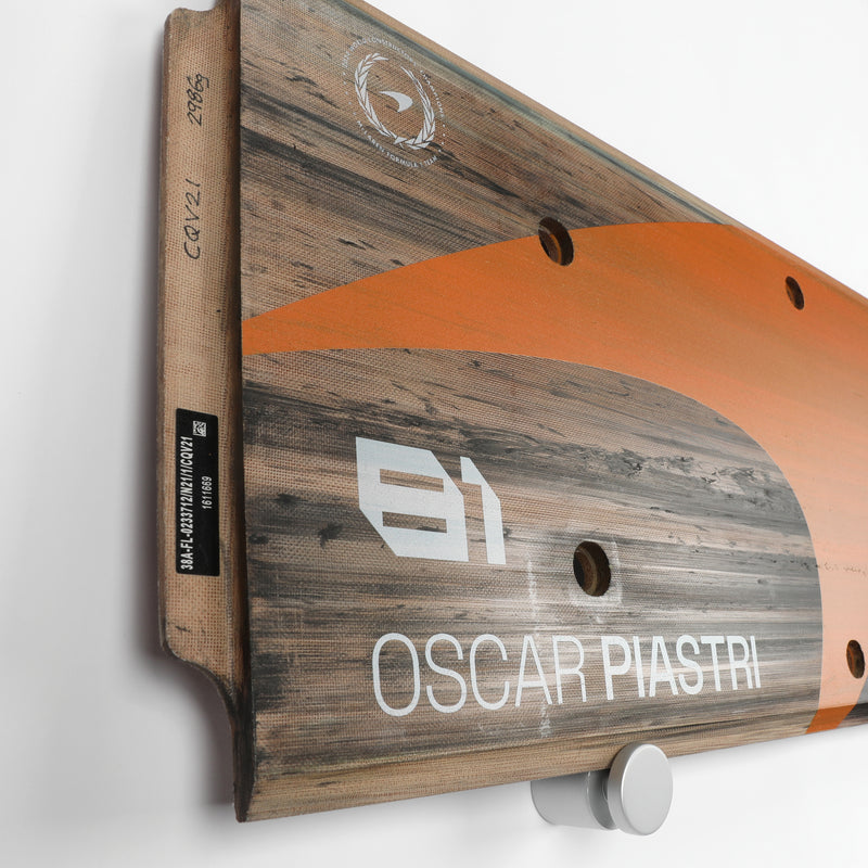 Oscar Piastri 2024 McLaren Formula One Team Grand Prix Used Rear Skid Plank Wall Art - Belgian GP