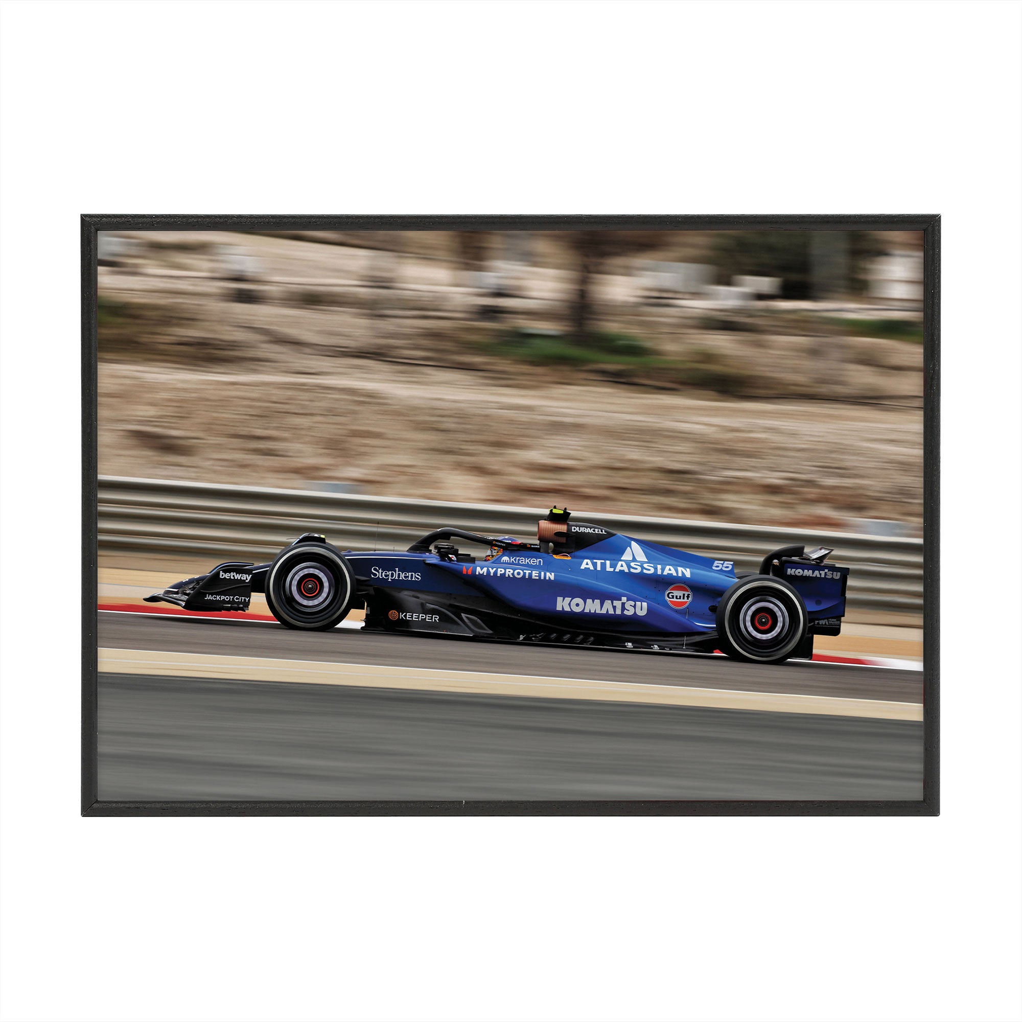 Carlos Sainz 2025 Atlassian Williams Racing Frame Print - Pre-Season Testing