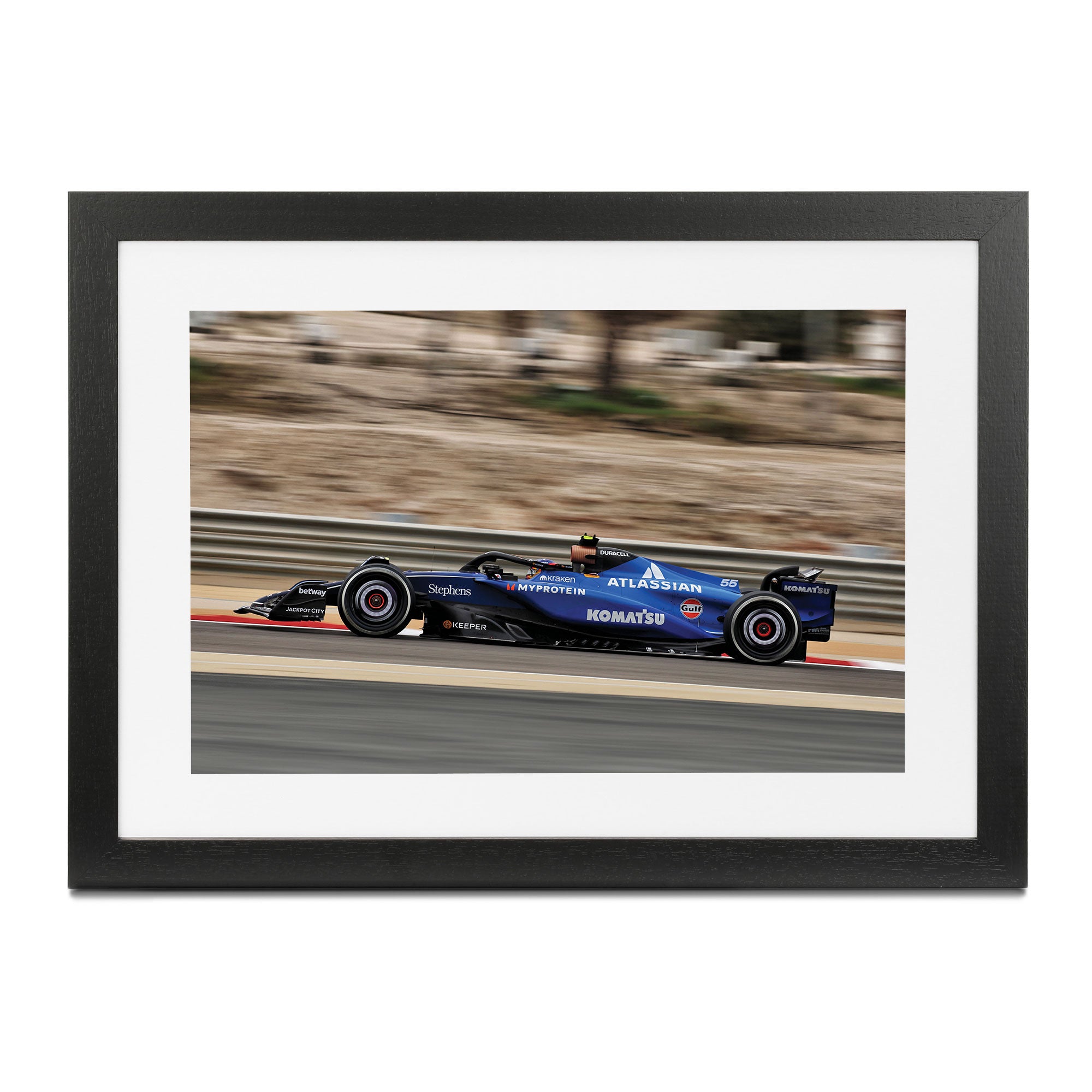 Carlos Sainz 2025 Atlassian Williams Racing Frame Print - Pre-Season Testing
