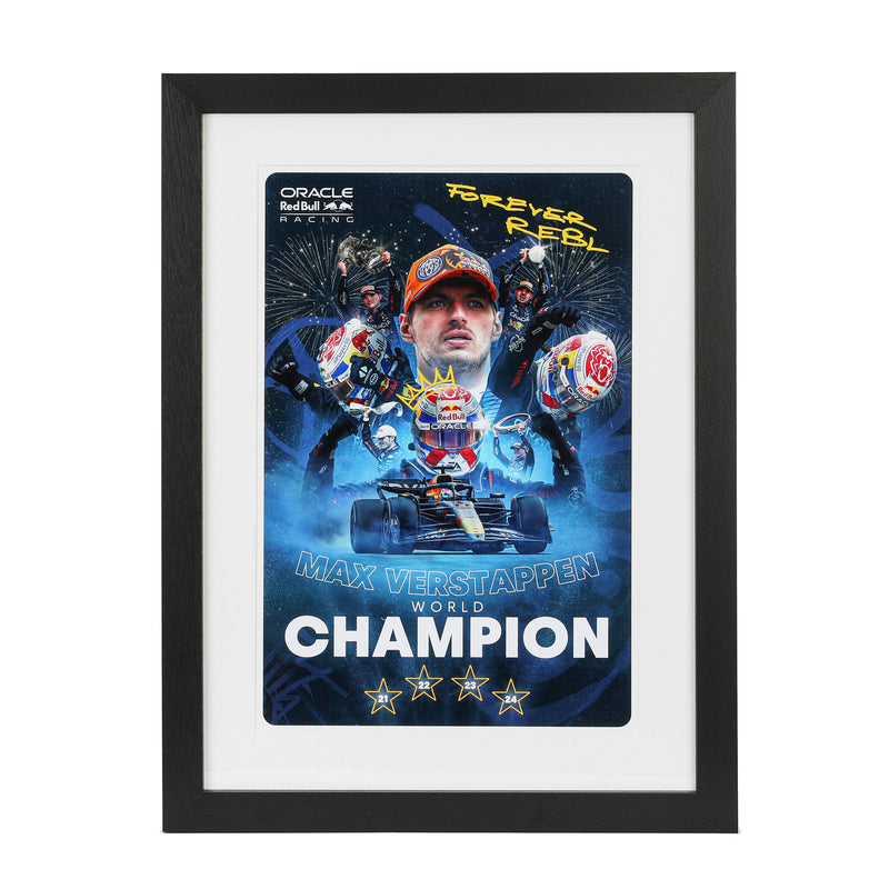 Max Verstappen 2024 'World Champion' Oracle Red Bull Racing Framed Artwork