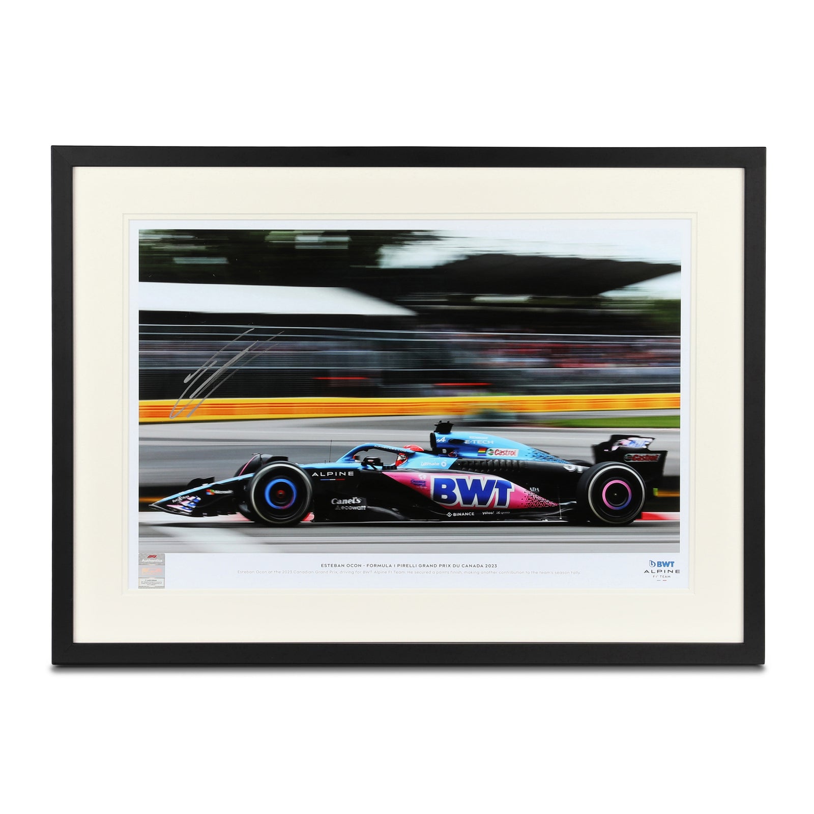 Esteban Ocon Signed 2023 BWT Alpine F1 Team Photo - Canadian GP