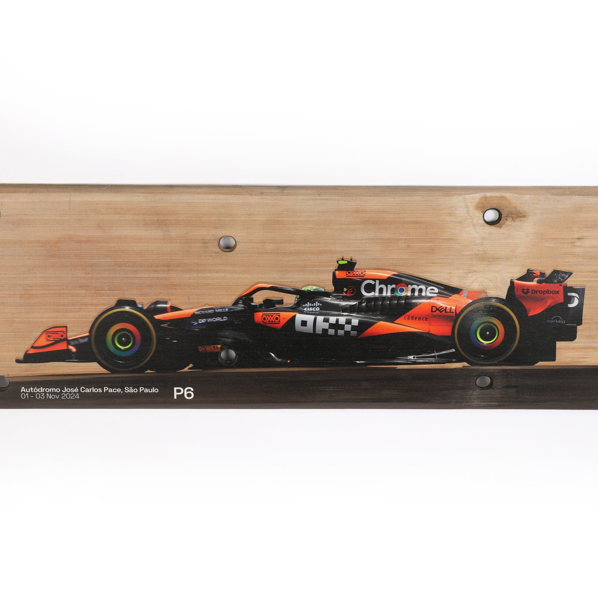 Lando Norris 2024 McLaren F1 Team Race Used Skid Plank Wall Art - Sau Paulo GP