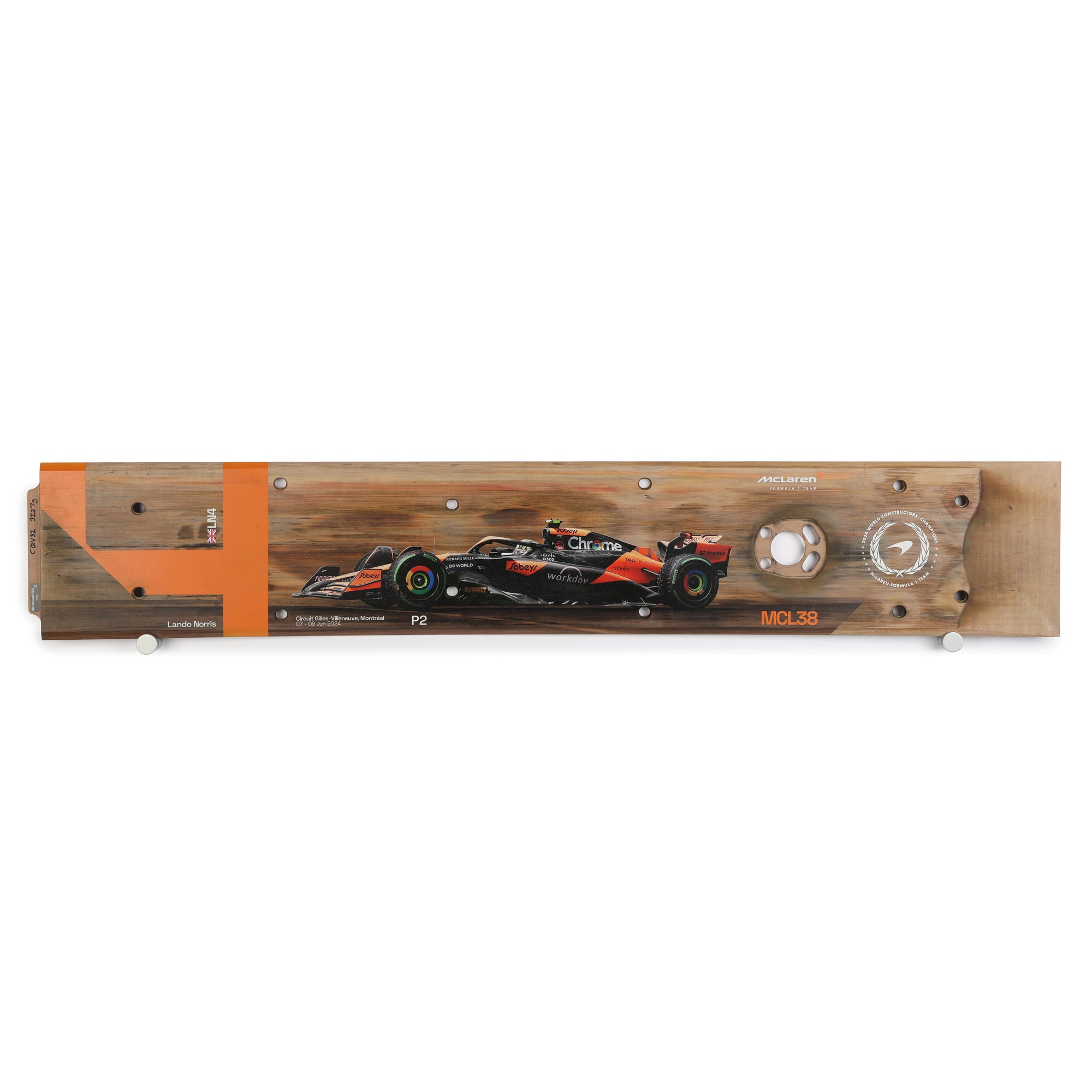 Lando Norris 2024 McLaren F1 Team Race Used Skid Plank Wall Art - Canadian GP