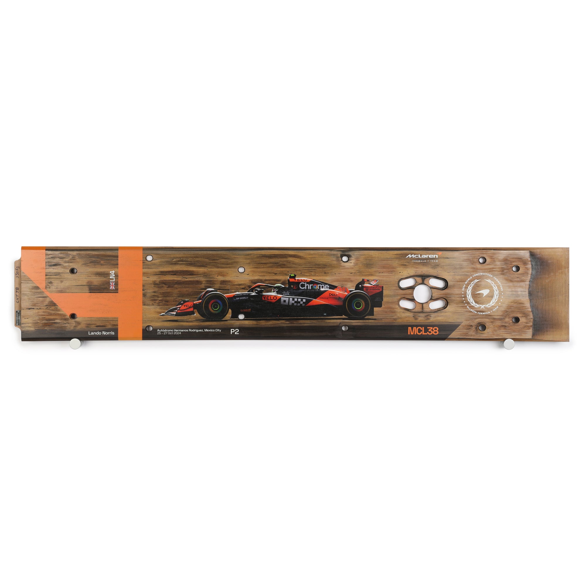Lando Norris 2024 McLaren F1 Team Race Used Skid Plank Wall Art - Mexico City GP