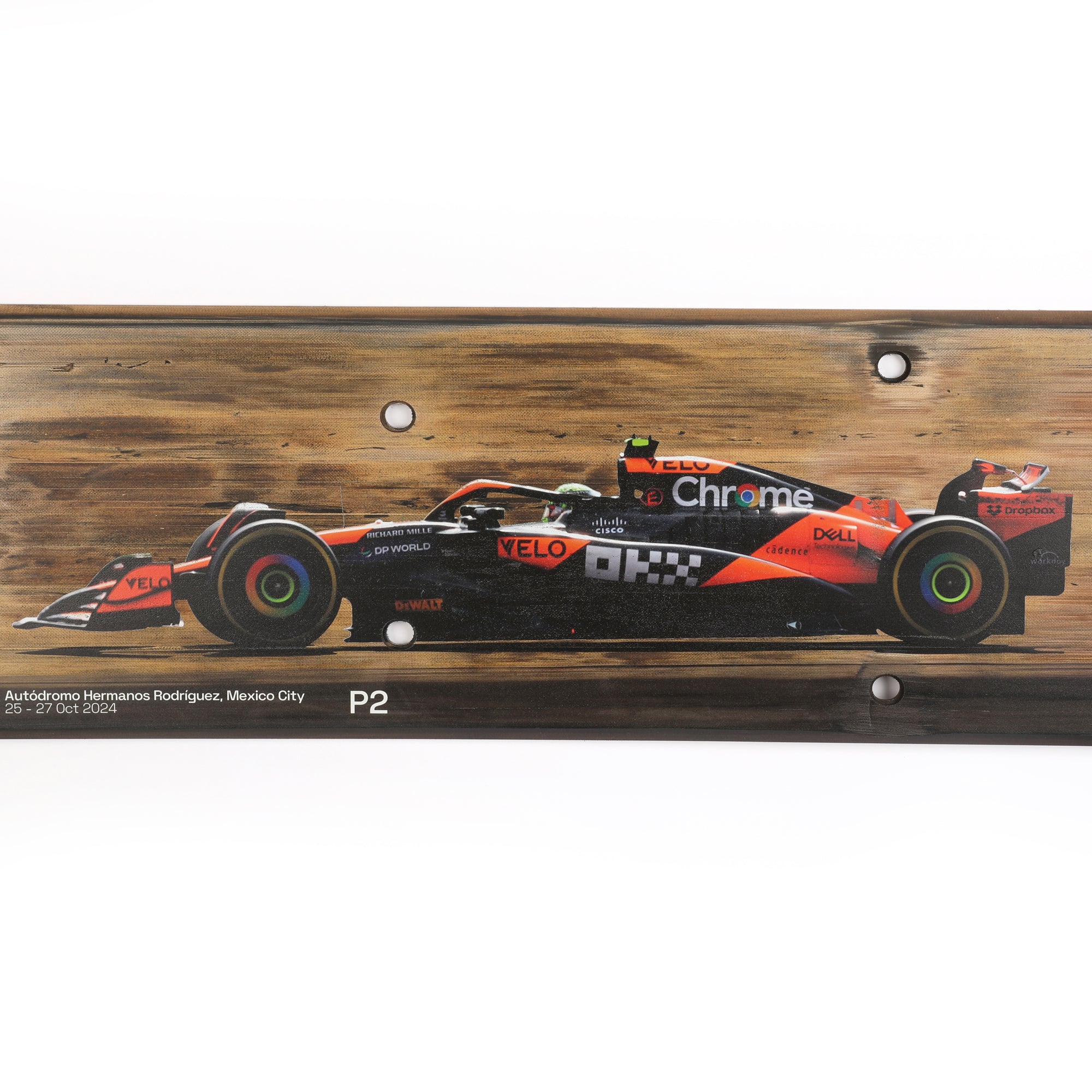 Lando Norris 2024 McLaren F1 Team Race Used Skid Plank Wall Art - Mexico City GP