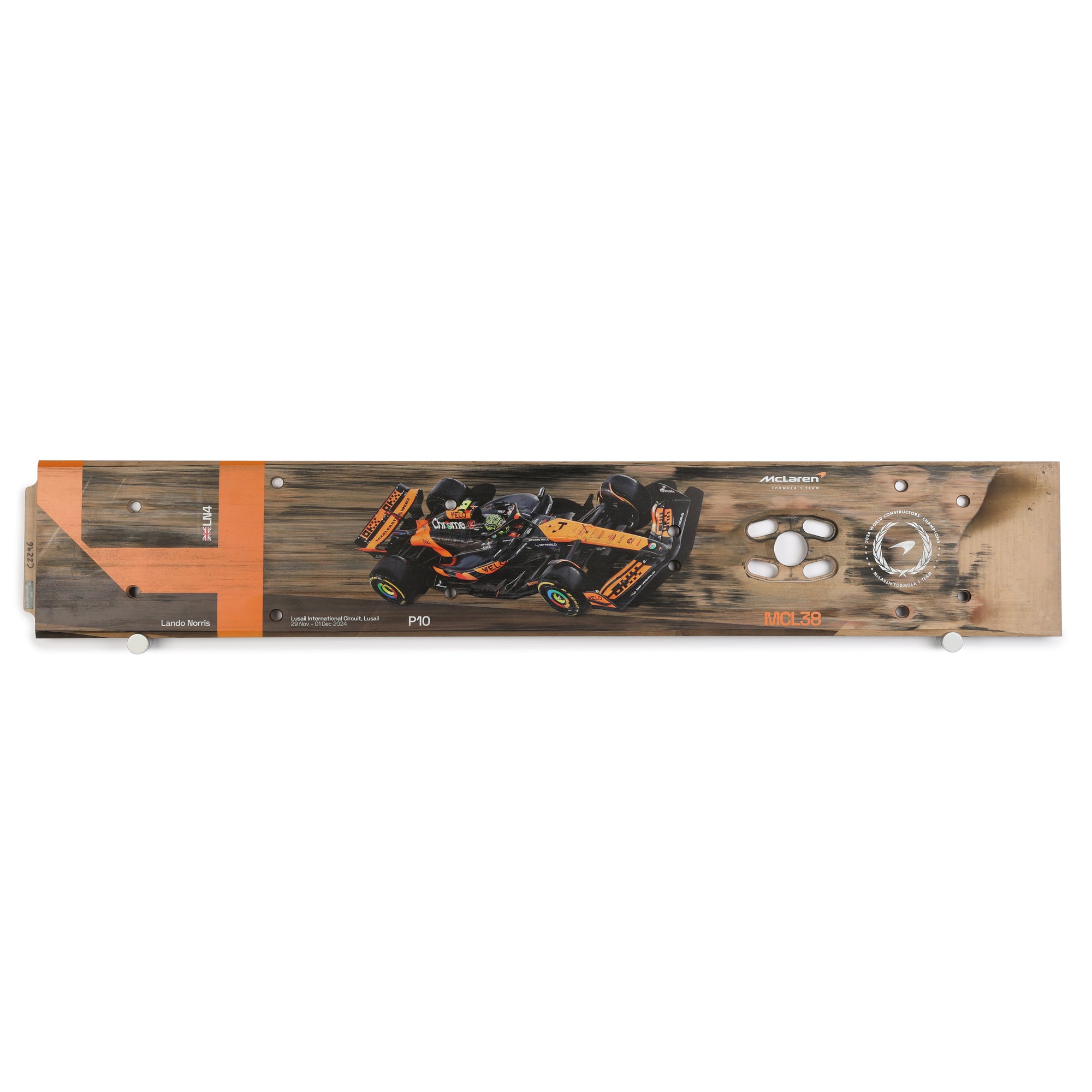Lando Norris 2024 McLaren F1 Team Race Used Skid Plank Wall Art - Qatar GP