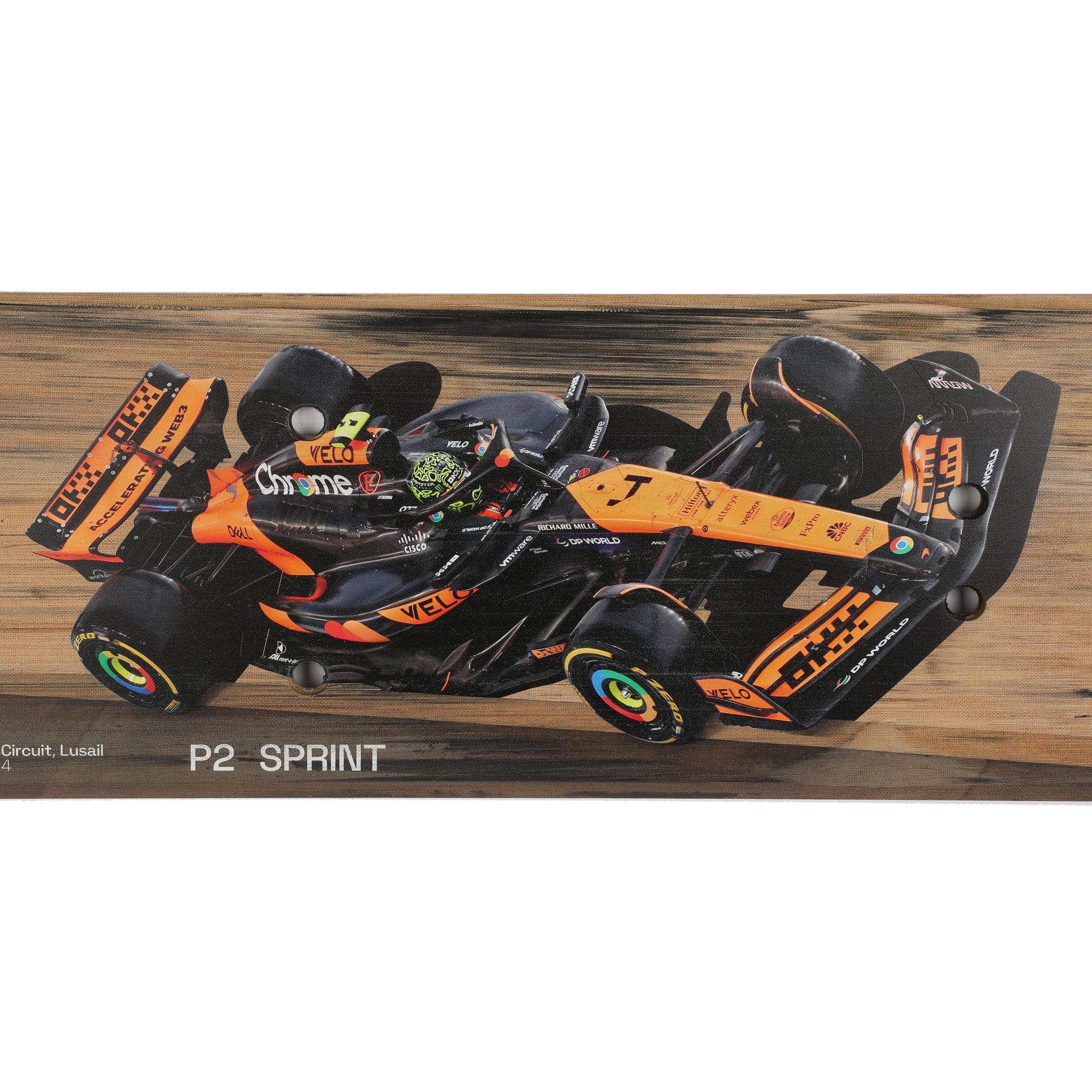 Lando Norris 2024 McLaren F1 Team Race Used Skid Plank Wall Art - Qatar GP Sprint Race