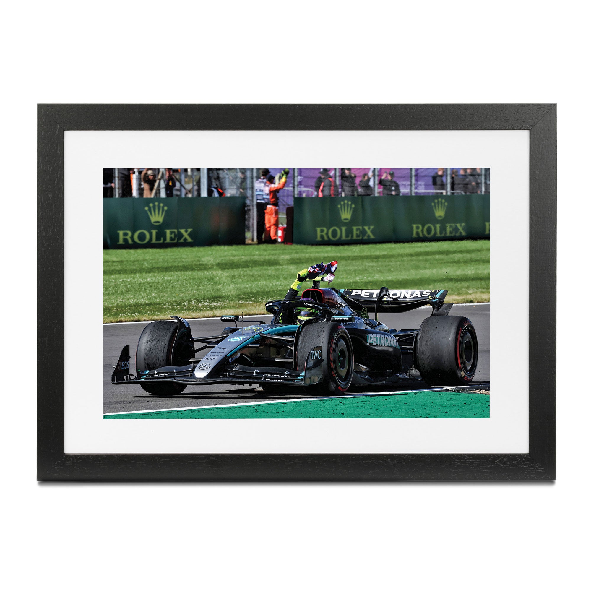 Lewis Hamilton 2024 Mercedes AMG Petronas Frame Print - Final Tour - British GP