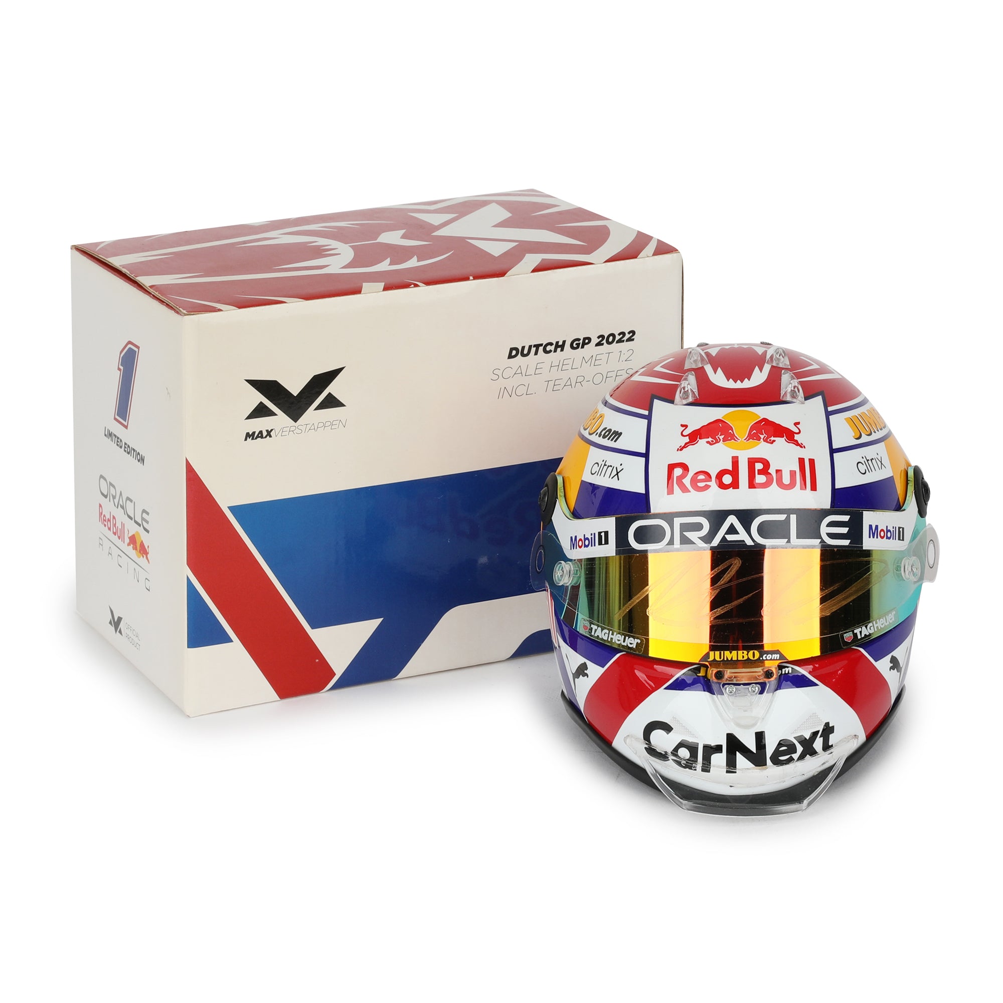 Max Verstappen 2022 Signed Red Bull Racing 1:2 Scale Helmet - Dutch GP