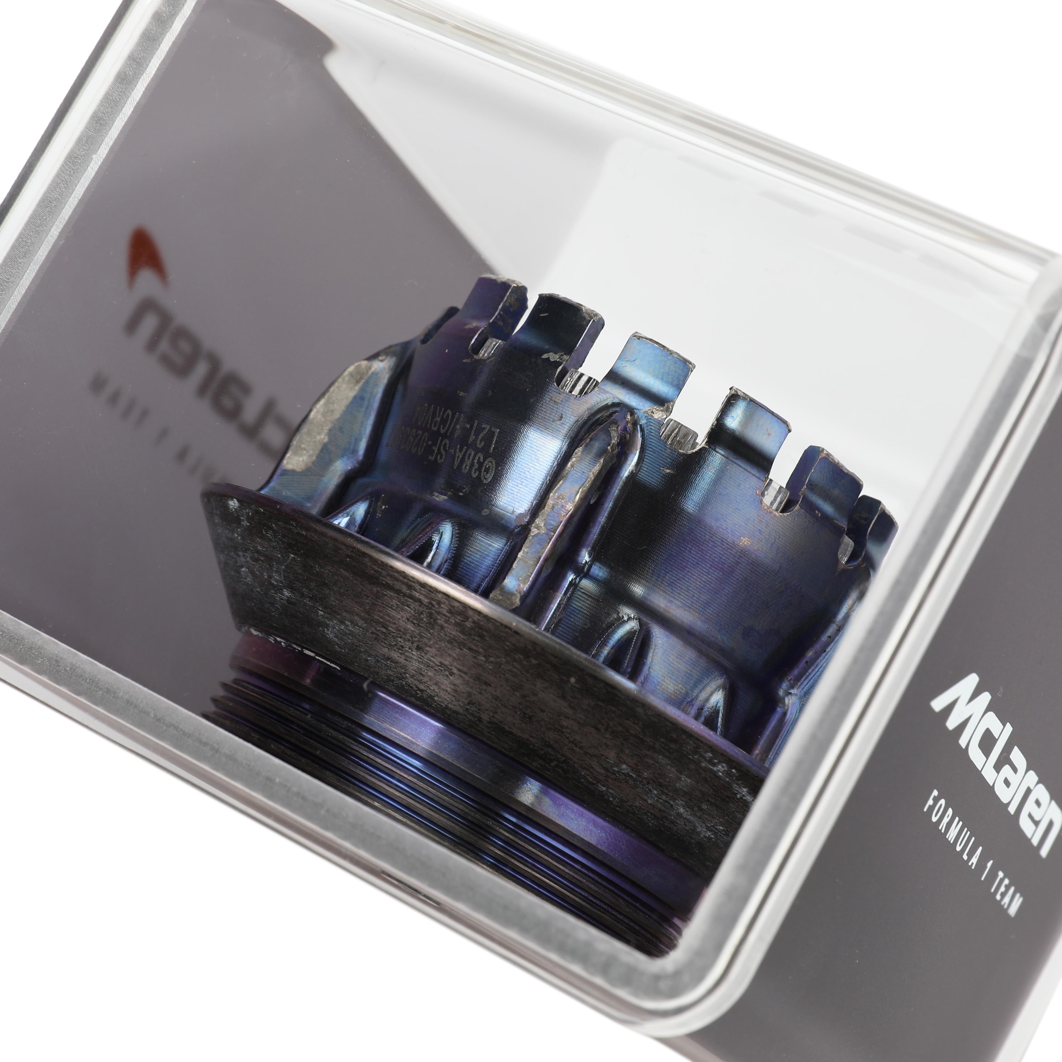 McLaren F1 Team 2024 Used Blue Wheel Nut in Display Case