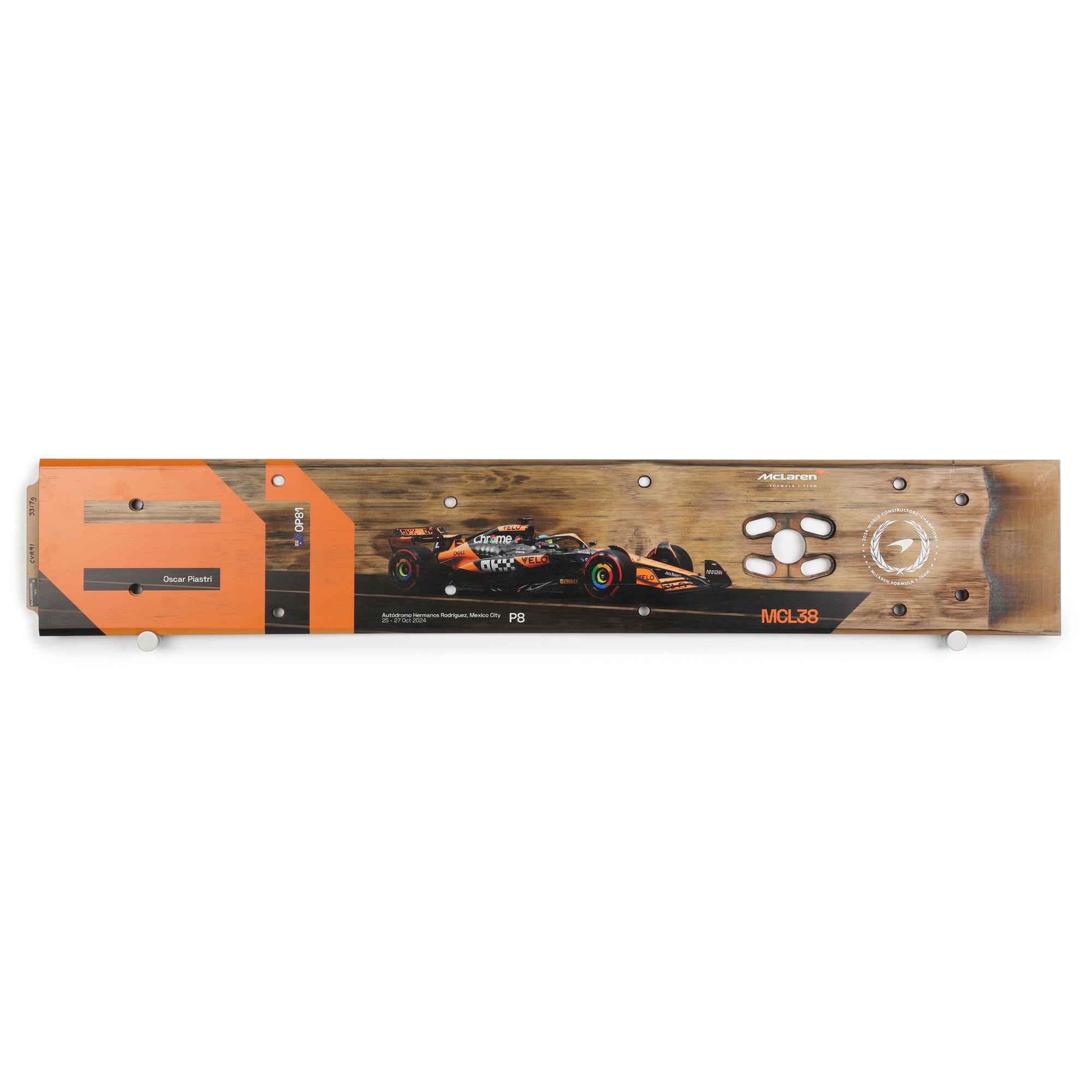 Oscar Piastri 2024 McLaren F1 Team Race Used Skid Plank Wall Art - Mexico City GP