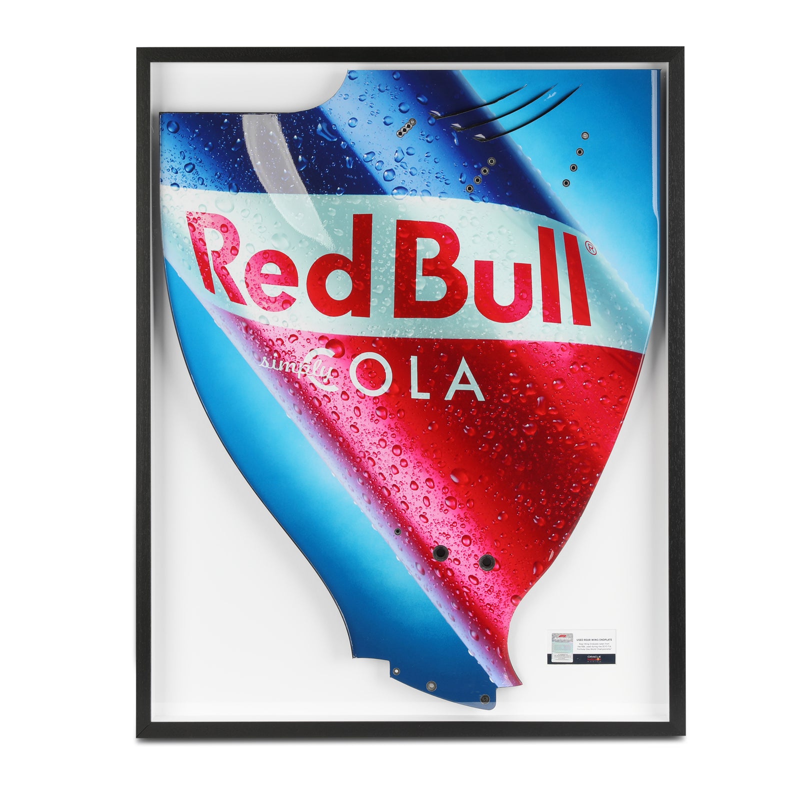 Red Bull Racing 2010 Grand Prix Used RB6 Righthand Rear Wing Endplate - Red Bull Cola Branding
