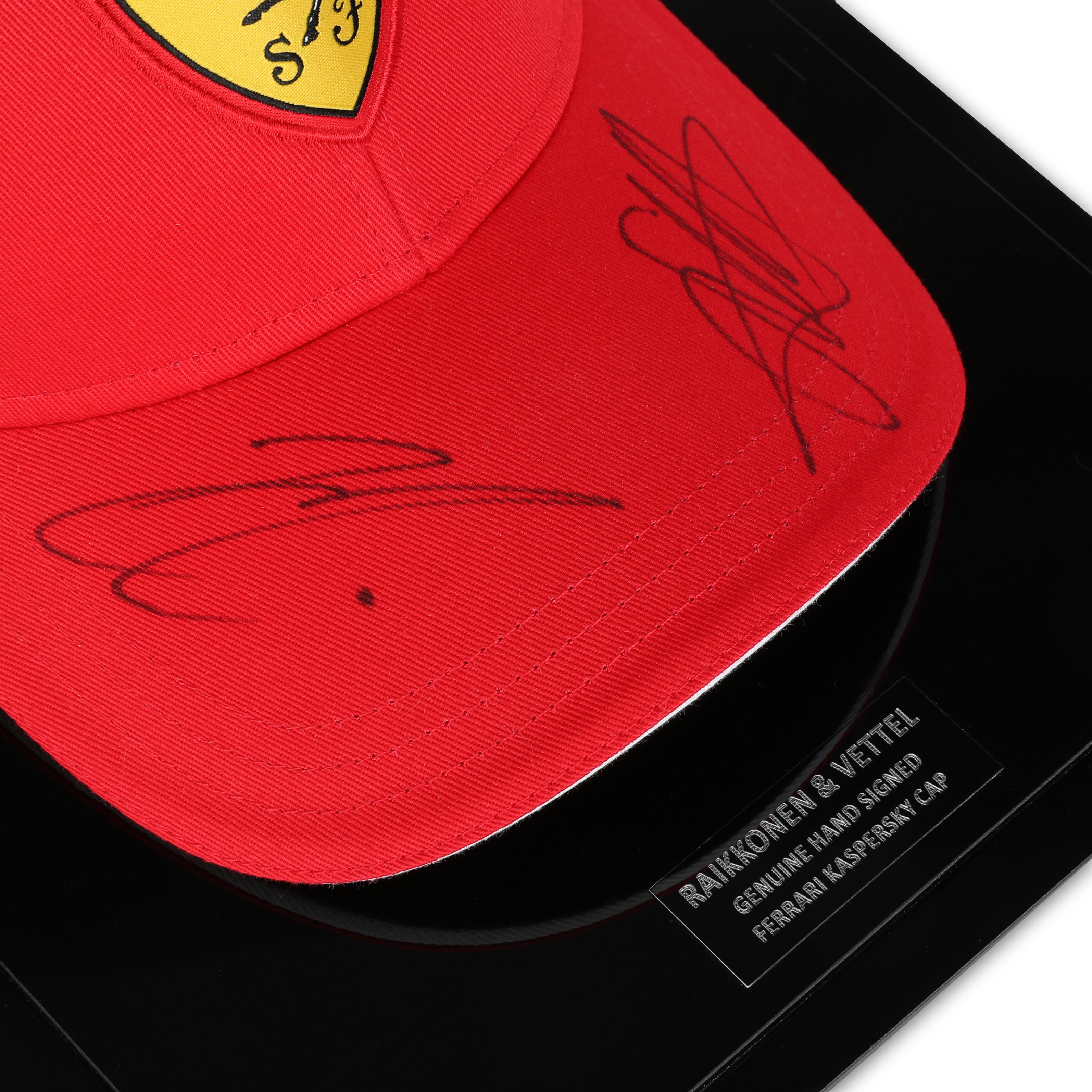Kimi Räikkönen & Sebastian Vettel 2018 Signed Scuderia Ferrari Kaspersky Cap