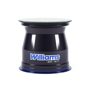 Atlassian Williams Racing rear wheel rim table crafted from an authentic Formula 1 wheel rim premium motorsport furniture