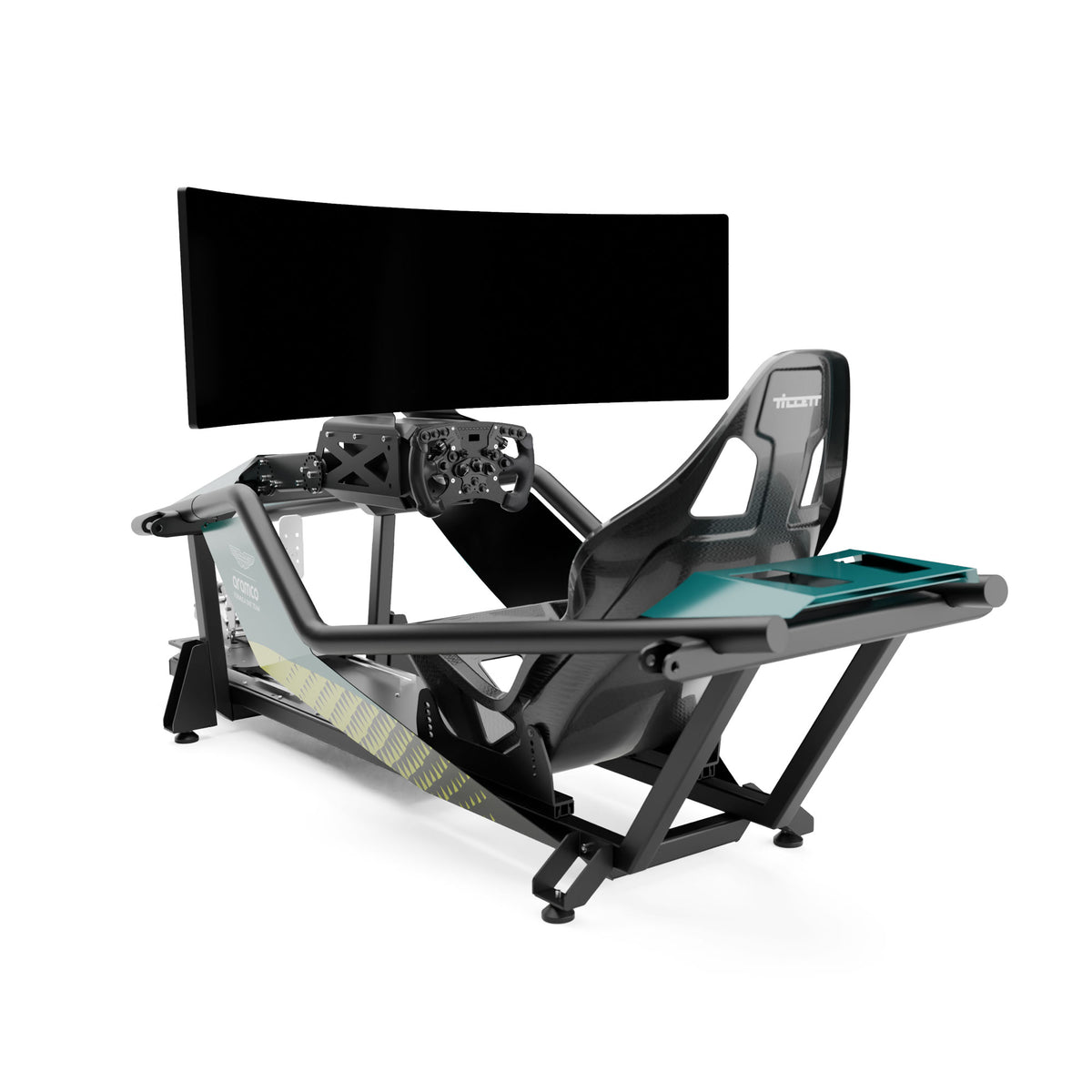 Aston Martin Aramco Formula 1 X Lite static simulator space-saving racing cockpit immersive display setup