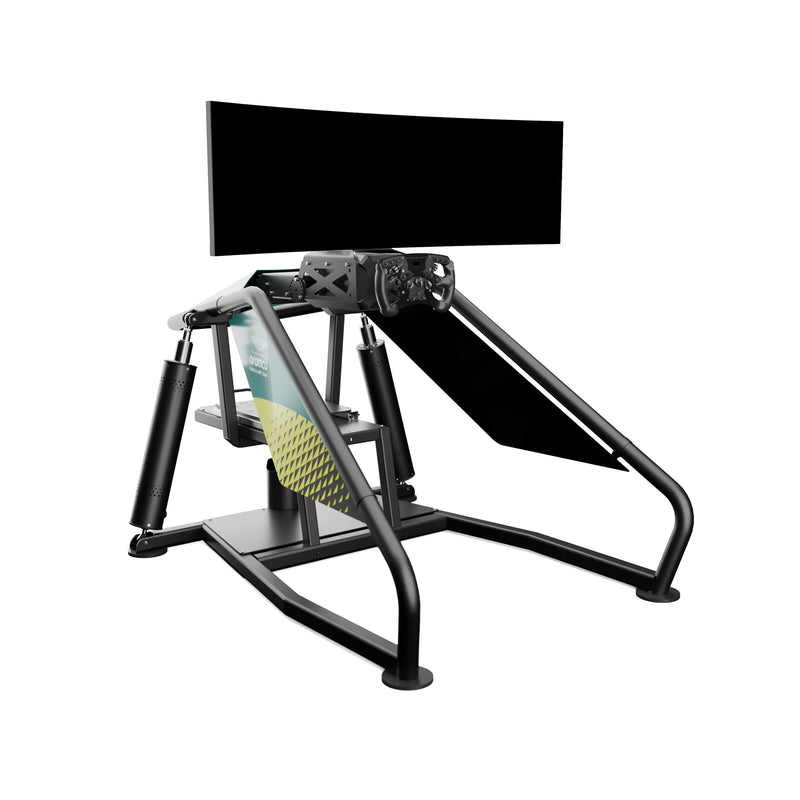 Aston Martin Aramco Formula 1 X Wav static simulator accessible racing setup inclusive simulator display