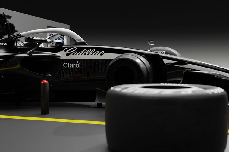 Cadillac Formula One® Team Official MAC-26 Pit Stop Rig featuring 2026 Formula 1-inspired styling, perfect for racing enthusiasts