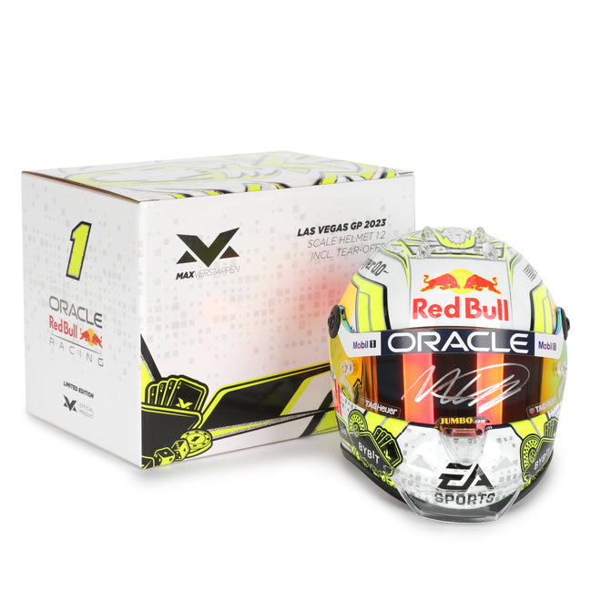 LOT 646 - Max Verstappen Signed 2023 Red Bull Racing 1:2 Scale Helmet - Las Vegas GP