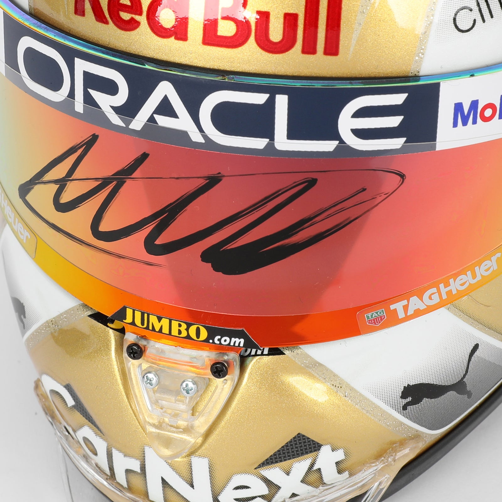 LOT 740 - Max Verstappen 2022 World Championship Signed 1.2 Scale Mini Helmet