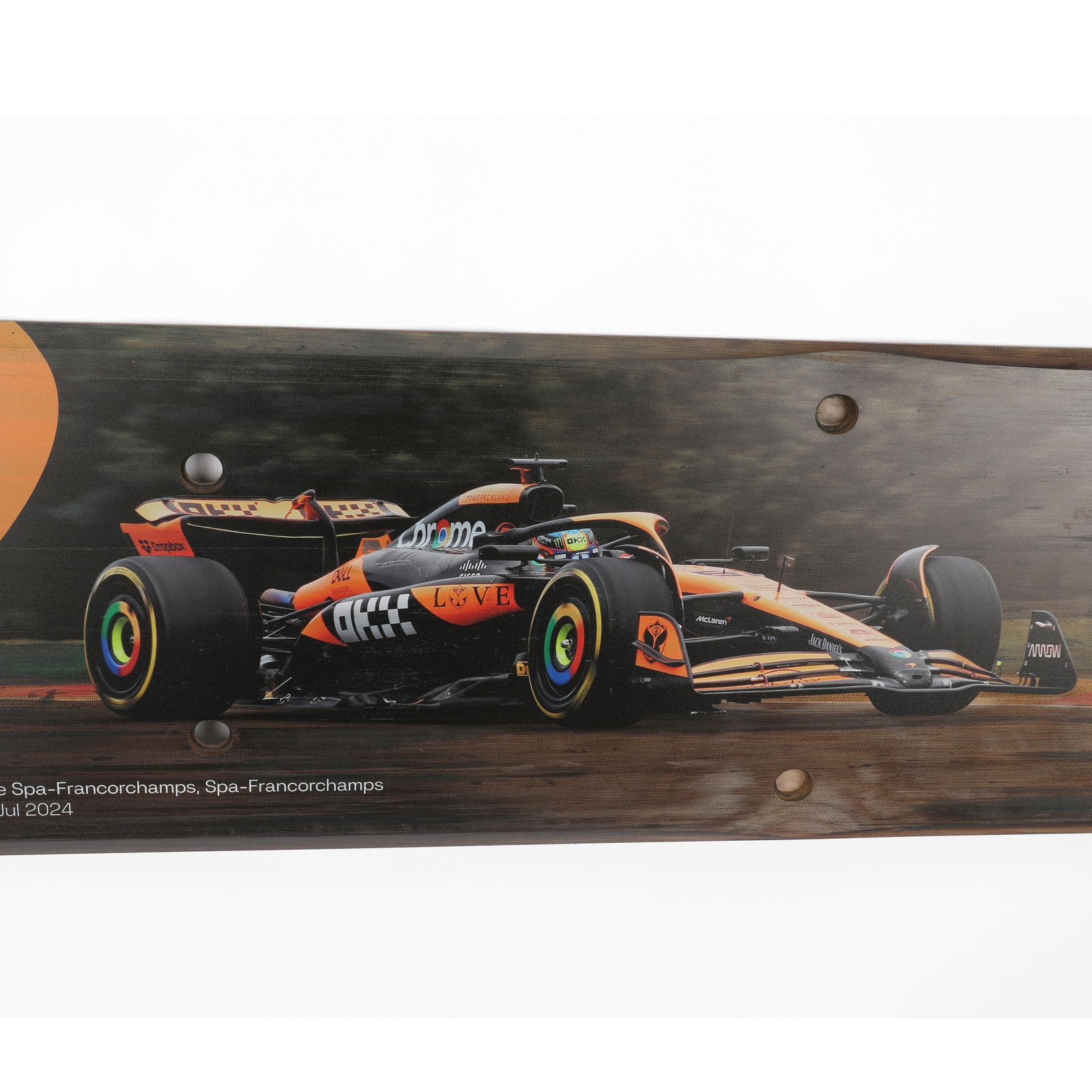 Oscar Piastri 2024 McLaren Formula One Team Grand Prix Used Rear Skid Plank Wall Art - Belgian GP