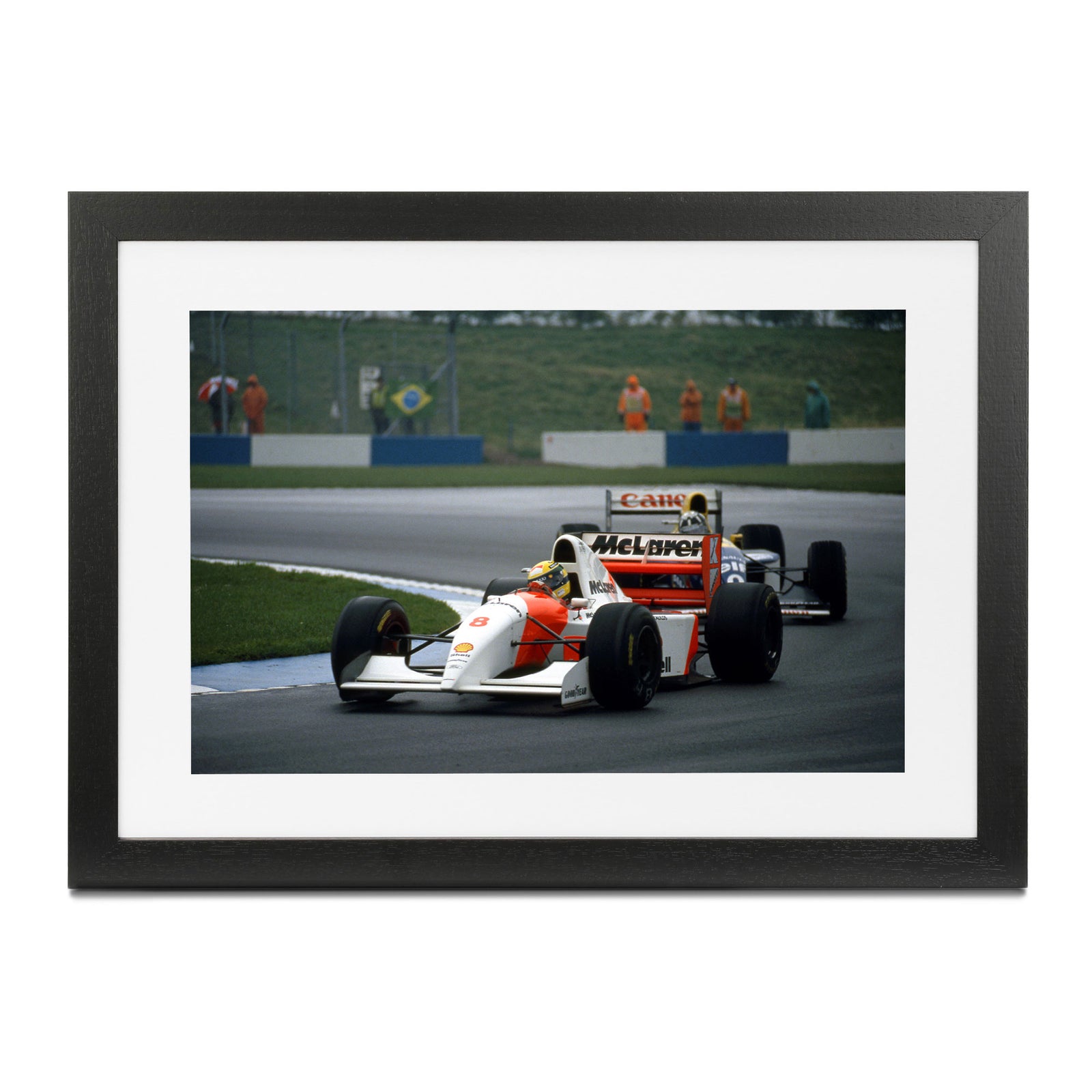 Ayrton Senna 1993 McLaren-Ford ‘Dancing in the Rain’ Framed Print – European Grand Prix