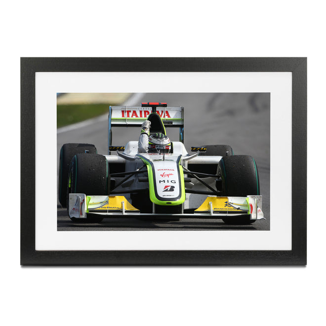 Jenson Button 2009 Brawn GP ‘World Champion’ Framed Print – Brazilian GP