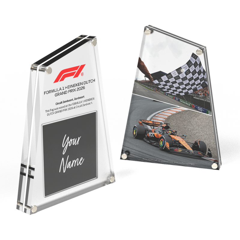 Own the Chequered Flag - 2026 Dutch Grand Prix Formula 1 collectible displayed in premium motorsport display