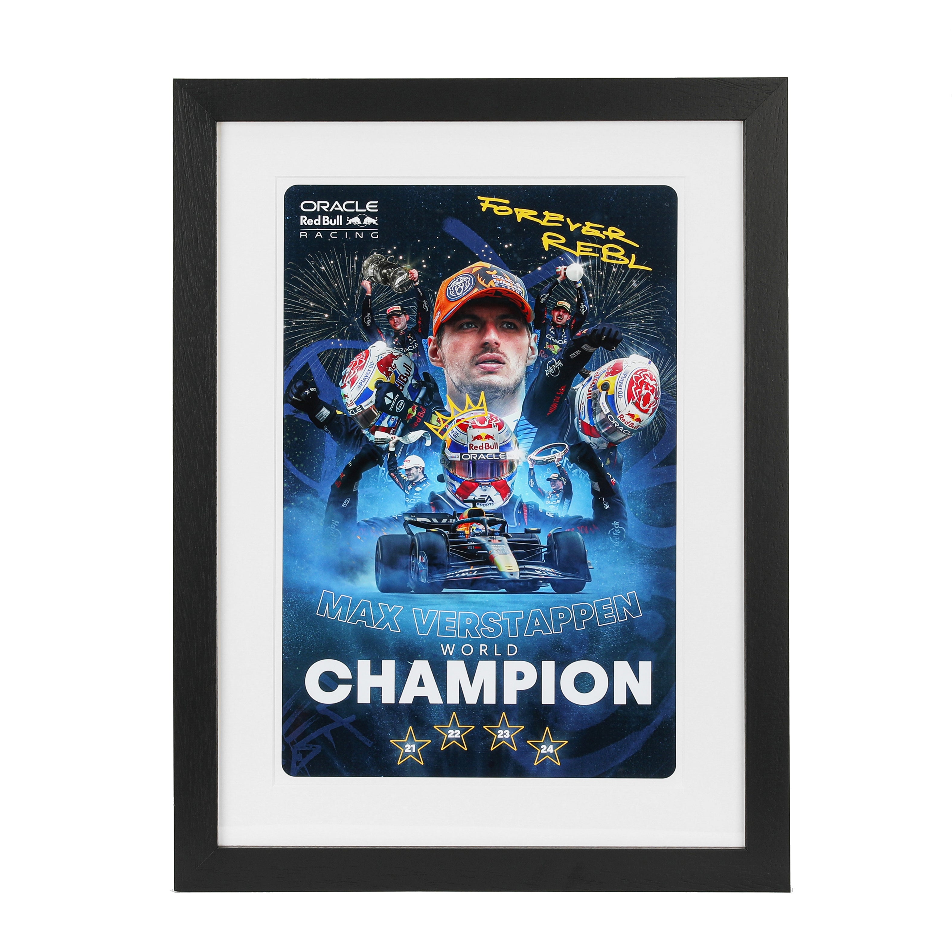 Max Verstappen 2024 'World Champion' Oracle Red Bull Racing Framed Artwork