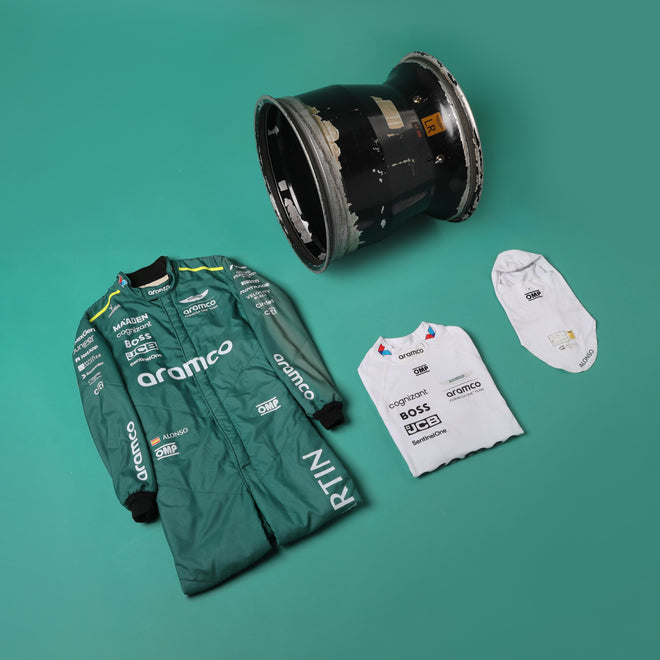 LOT 042 - Fernando Alonso Signed 2024 Aston Martin F1 Team GP Used Racewear Bundle