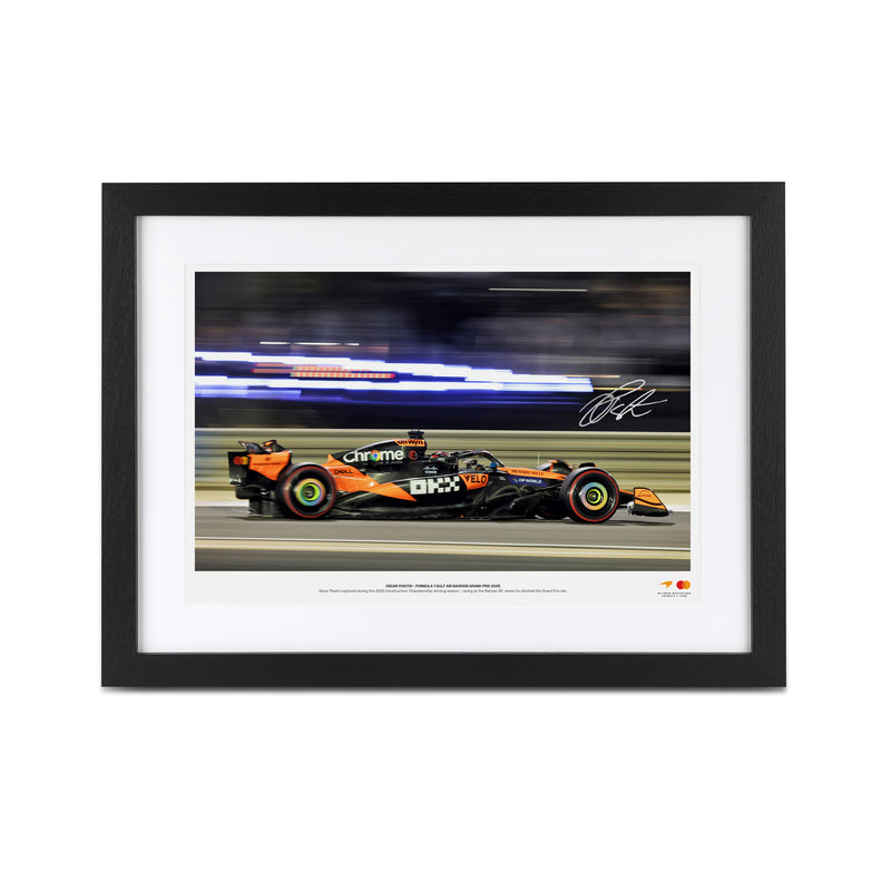 Oscar Piastri Signed 2025 McLaren F1 Team Photo - Bahrain GP