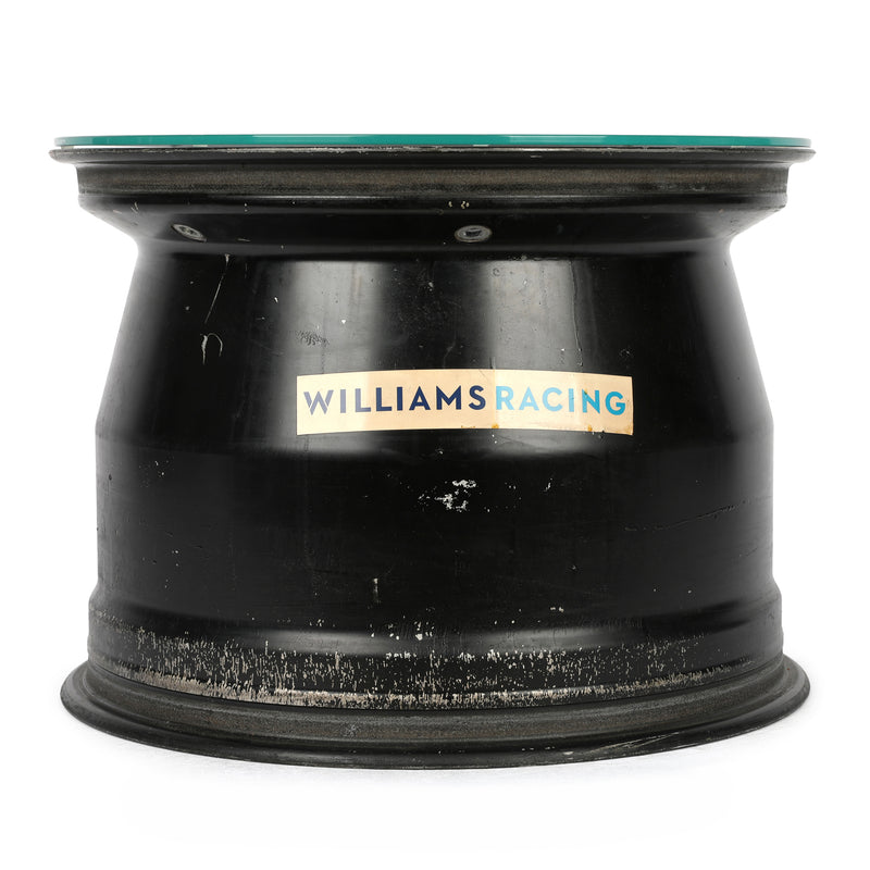 Williams F1 Team front wheel rim table Alex Albon Las Vegas GP race-used motorsport furniture display
