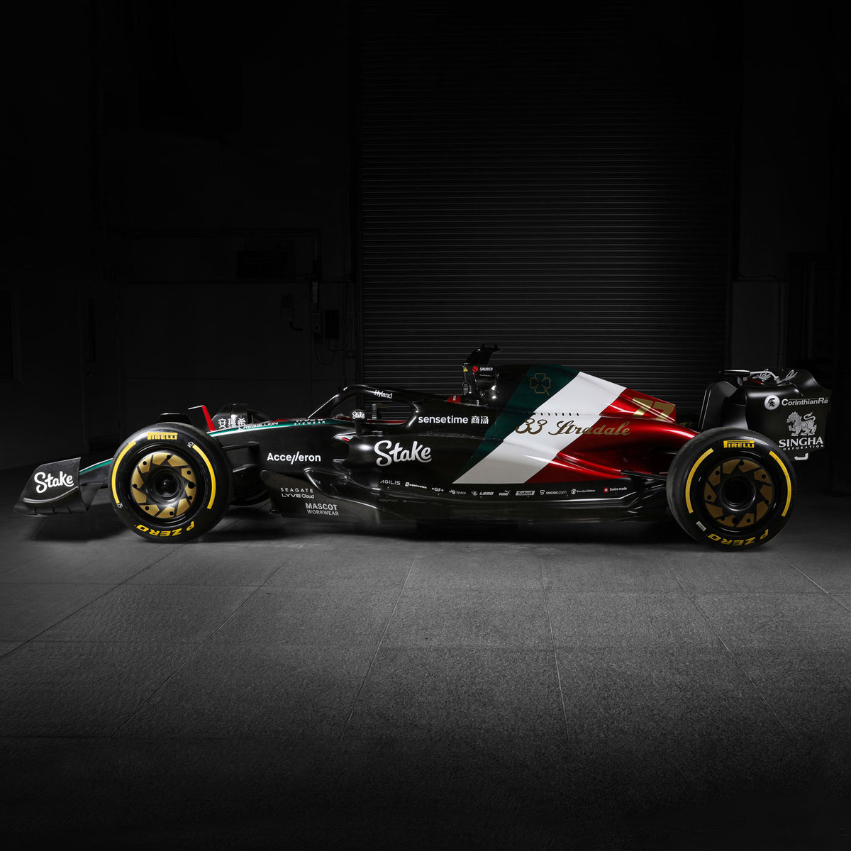 2023 Alfa Romeo C43 Formula 1-inspired show car featuring the Italian Grand Prix Special Edition livery, premium exhibition display vehicle