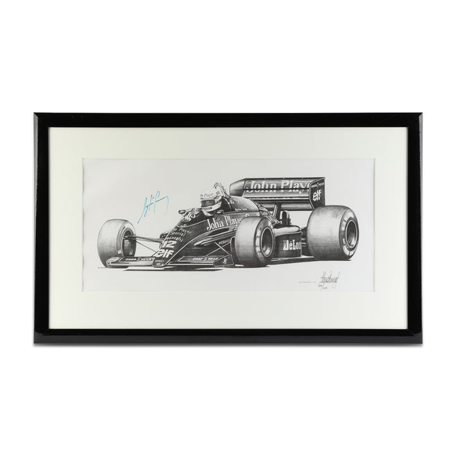 Miami Auction LOT 010 - Ayrton Senna 1985 Lotus 97T Alan Stammers Print – Senna Signed