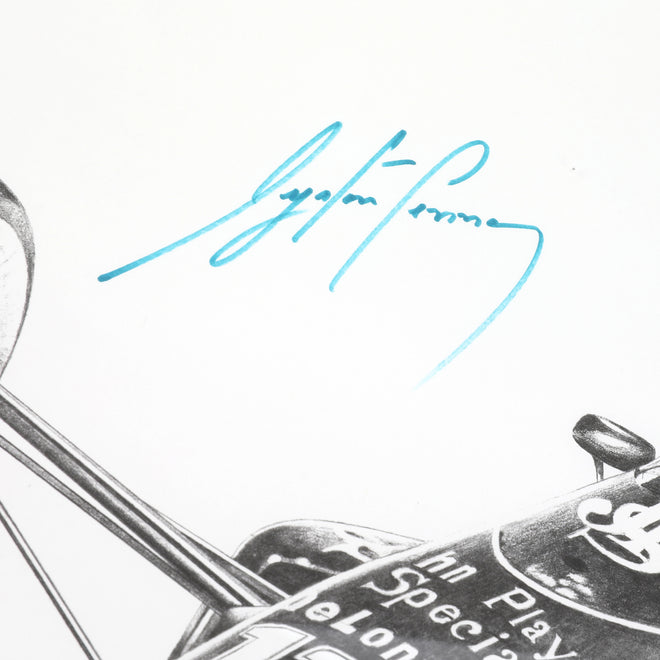 Miami Auction LOT 010 - Ayrton Senna 1985 Lotus 97T Alan Stammers Print – Senna Signed