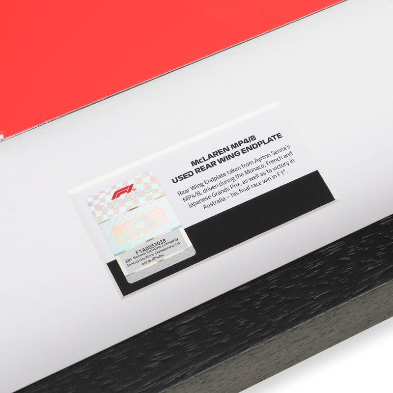 LOT 145 - Ayrton Senna 1993 Grand Prix Used McLaren Lefthand Rear Wing Endplate - MK.1 R1 8A-0915D #8