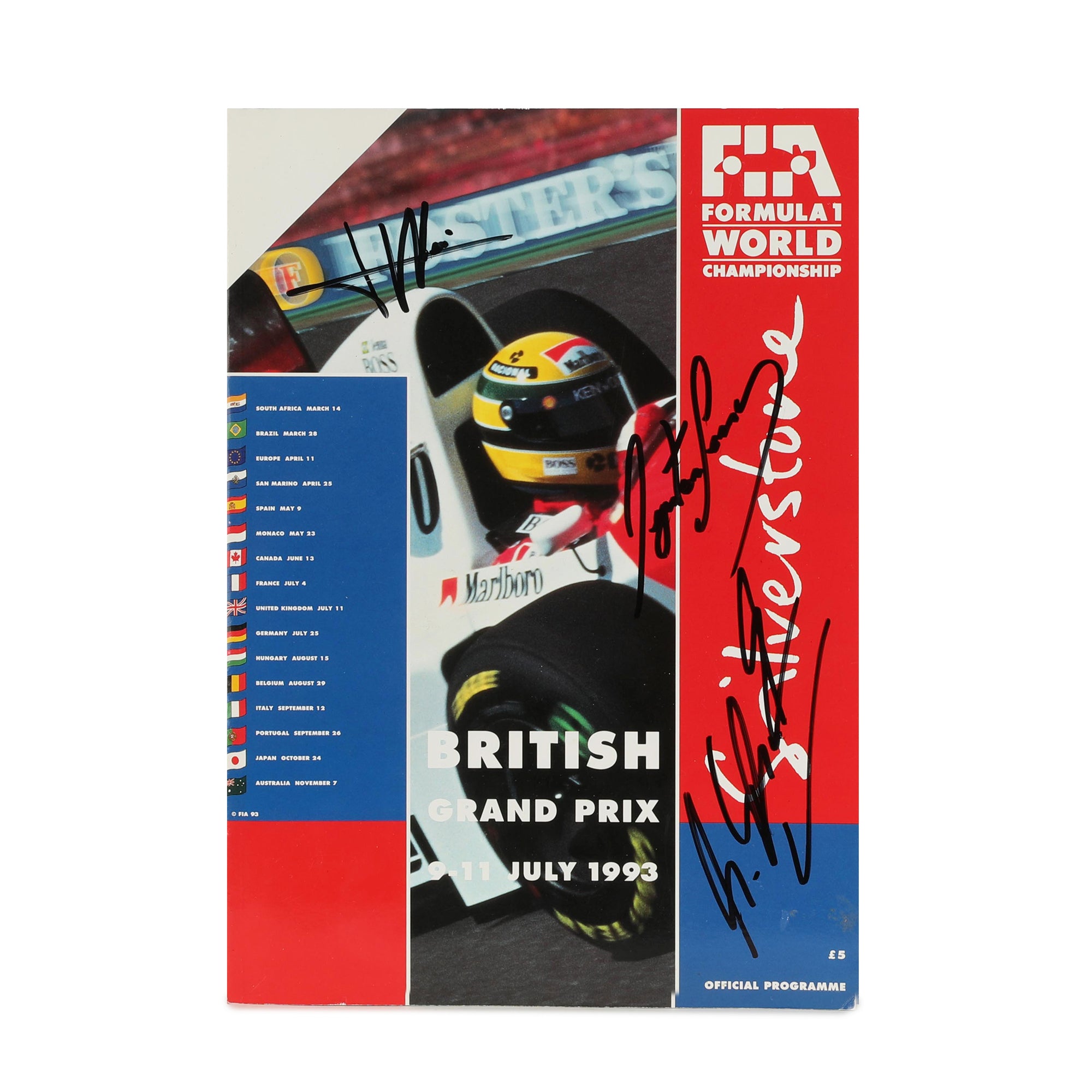Ayrton Senna & Michael Schumacher Signed 1993 British GP Programme