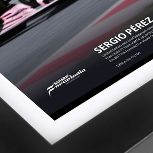 Sergio Pérez 2017 Spanish Grand Prix Limited Edition Sahara Force India race-used bodywork and photo, authentic Formula 1 collector piece