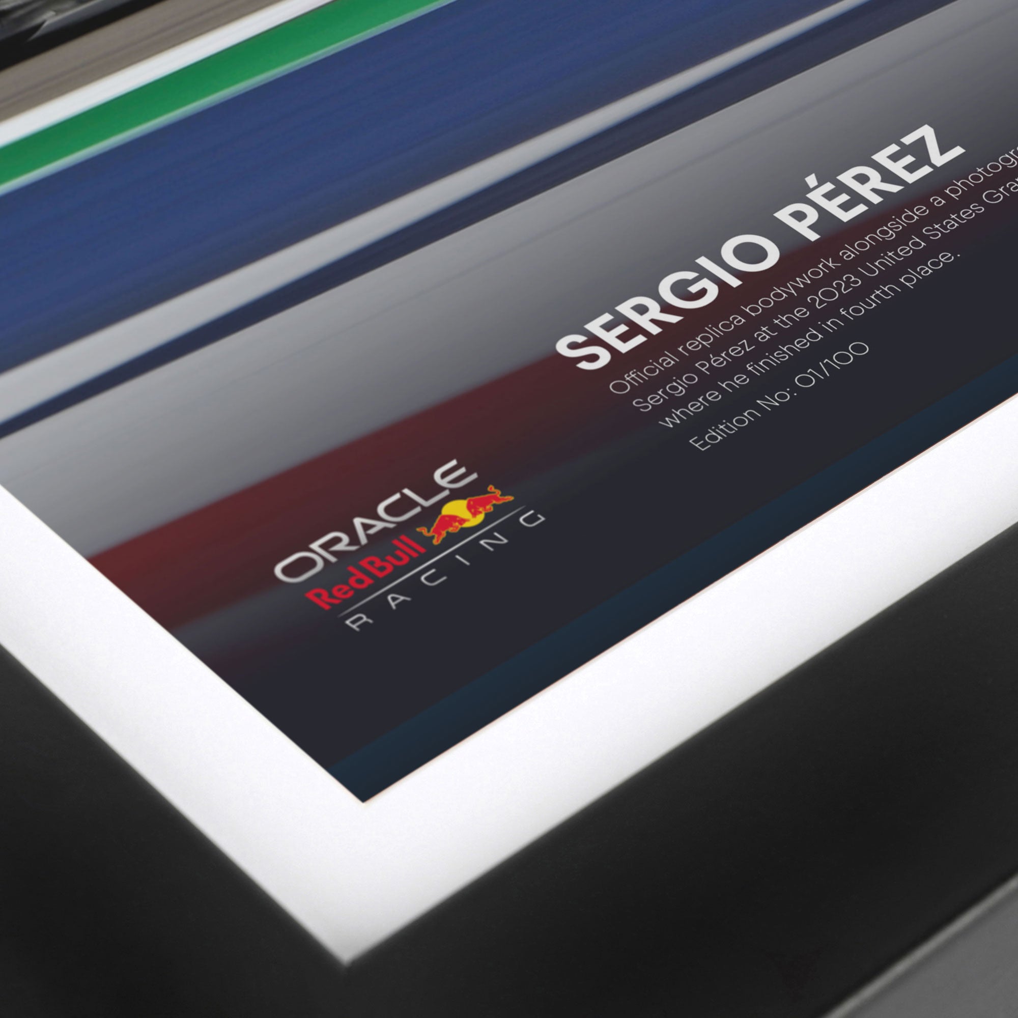 Limited-Edition Sergio Perez 2023 Oracle Red Bull Racing Replica Bodywork & Photo – US GP Edition