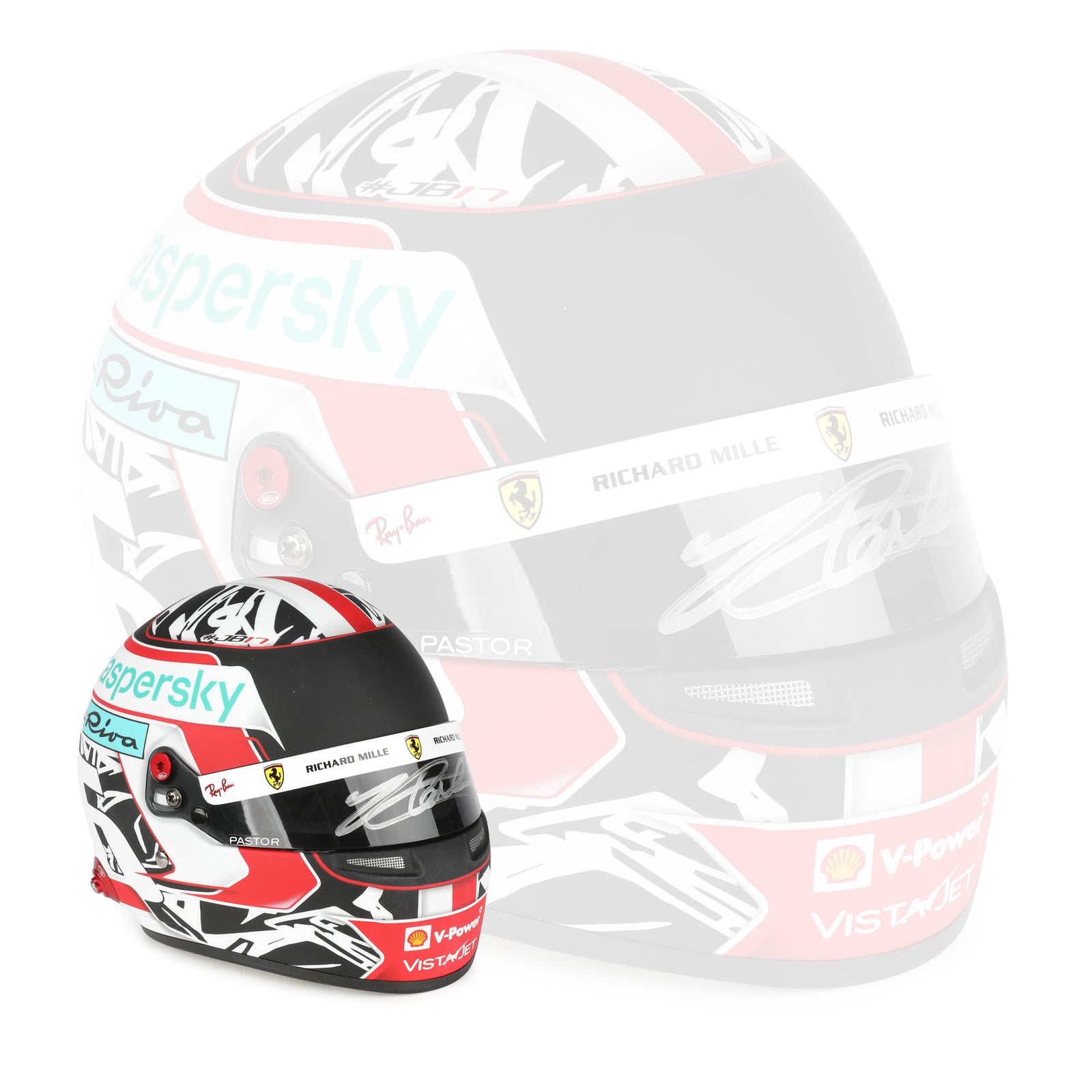LOT 604 - Charles Leclerc 1:2 Signed Mini Helmet