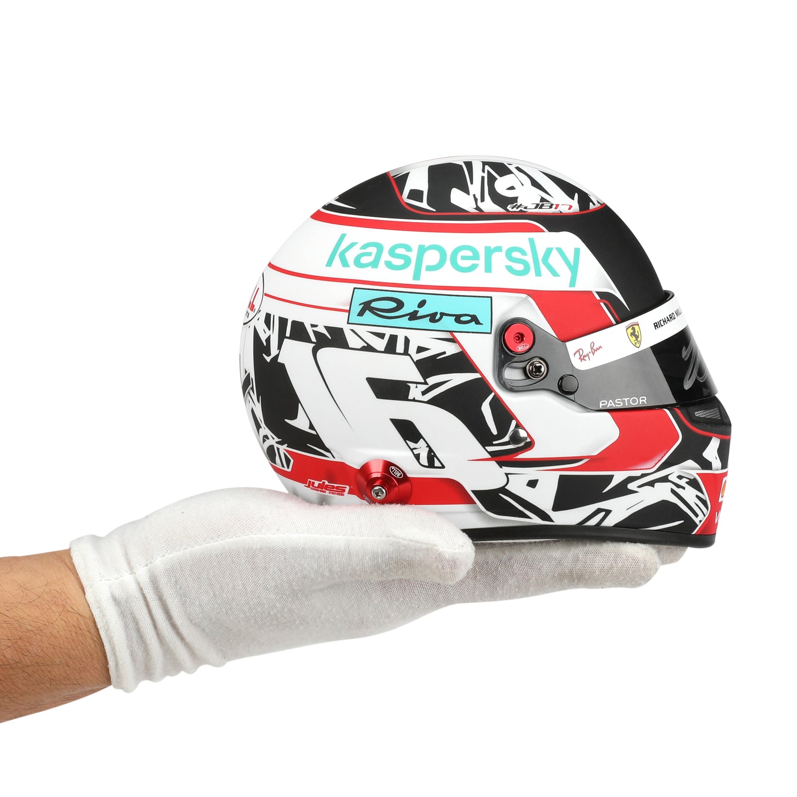 LOT 604 - Charles Leclerc 1:2 Signed Mini Helmet