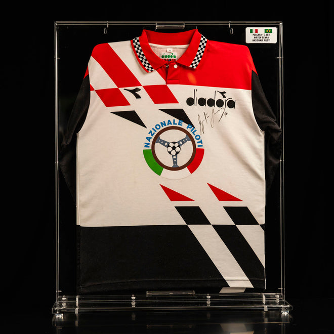 Miami Auction LOT 037 - 1992 Nazionale Piloti Shirt - Ayrton Senna Signed Framed