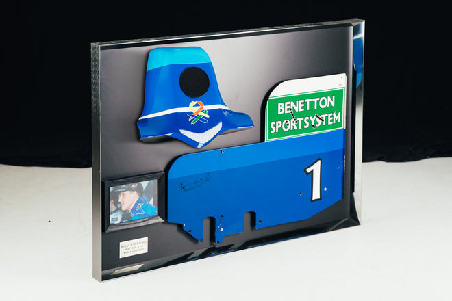 Miami Auction LOT 016 - Michael Schumacher 1995 Benetton B195 Head Rest & Rear Wing Right-Hand Endplate –  Signed Framed