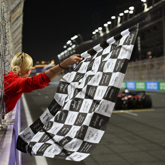 Saudi Arabian Grand Prix 2027 personalised F1® chequered flag with your name official Formula 1 memorabilia
