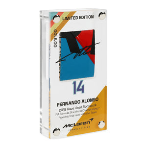 Fernando Alonso 2018 McLaren Bodywork in Acrylic Formula 1 collectible displayed in premium motorsport display