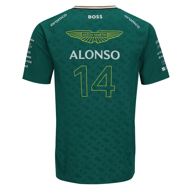 Fernando Alonso 2024 Aston Martin Aramco Formula One Team Grand Prix Used Driver Short Sleeve T-Shirt