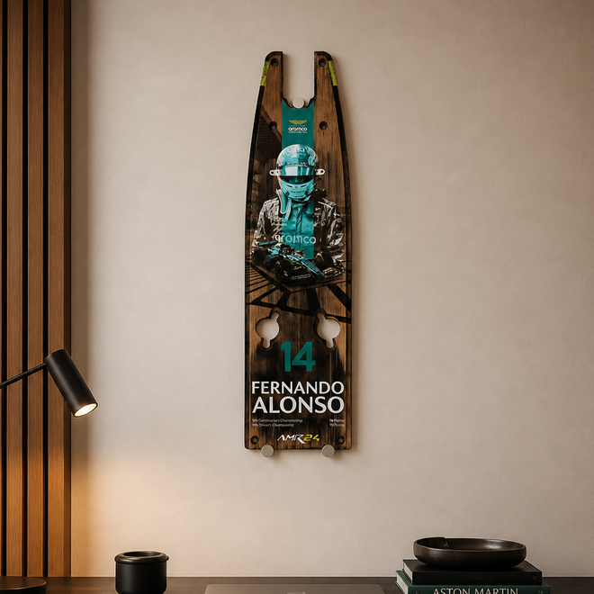 Fernando Alonso 2024 Aston Martin Aramco F1® Team Skid Block Plank Wall Art