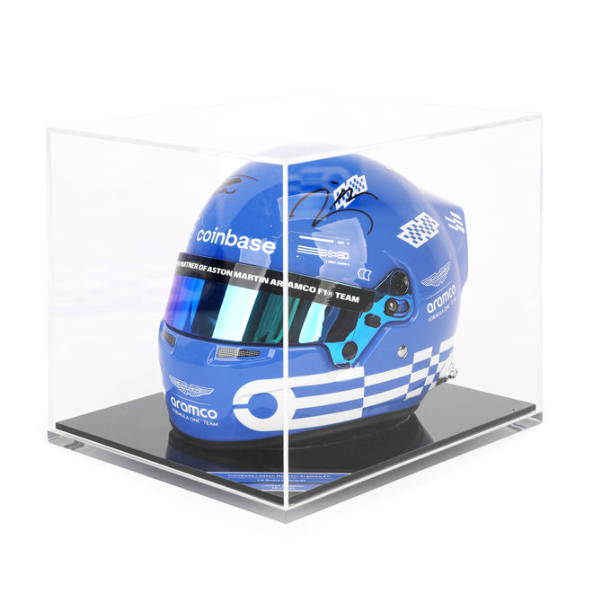 Miami Auction LOT 027 - Fernando Alonso & Lance Stroll 2025 Dual Signed Mini Helmet