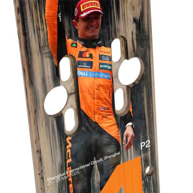Lando Norris 2025 McLaren Formula 1 Team Race Used Front Skid Plank Wall Art - Chinese GP