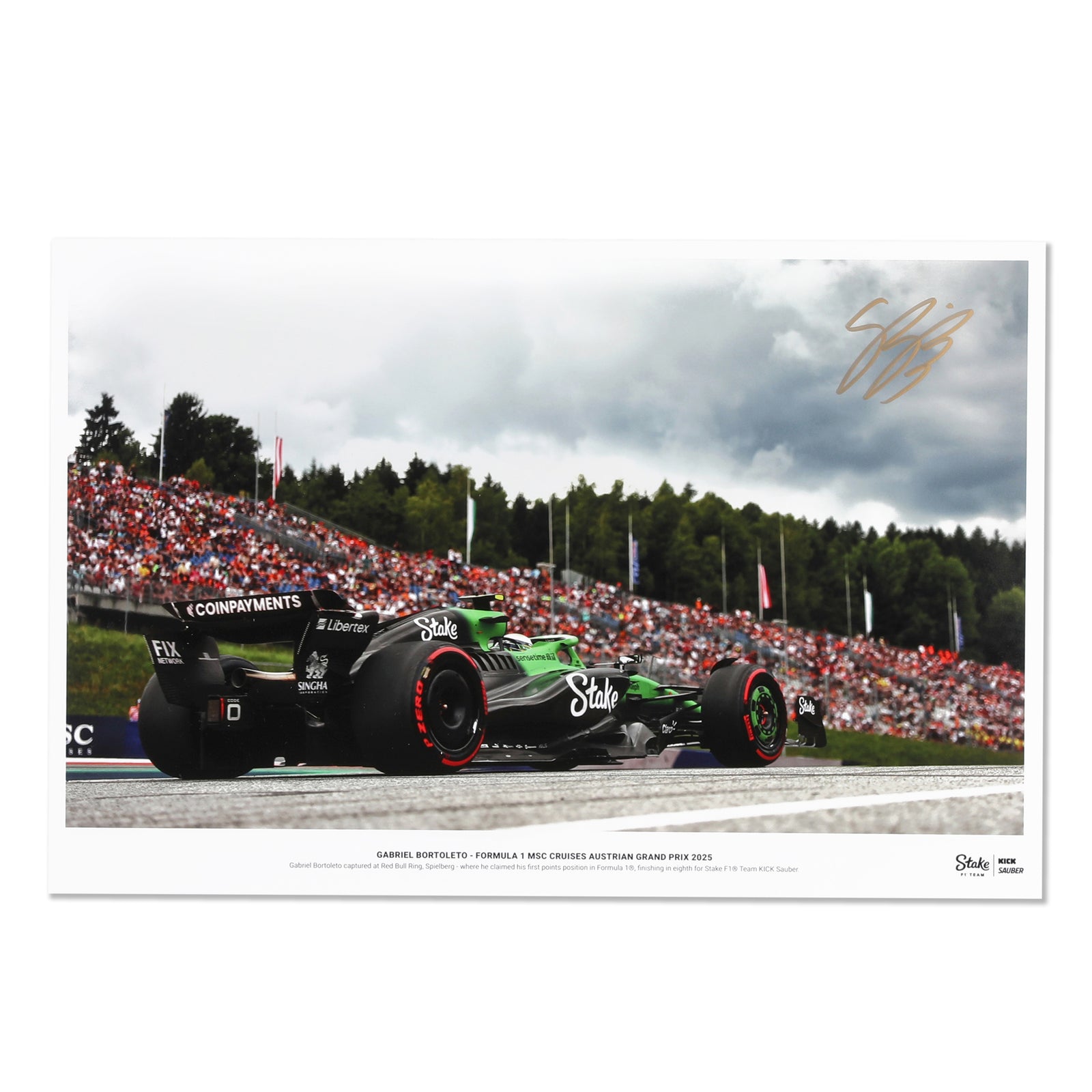 Gabriel Bortoleto 2025 Signed Print - Austrian GP