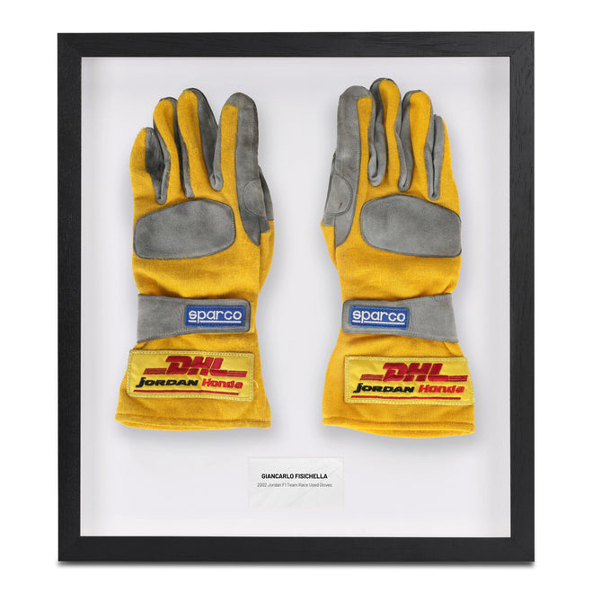 The Austin Auction LOT 039 - Giancarlo Fisichella 2002 Race Used Gloves - Framed